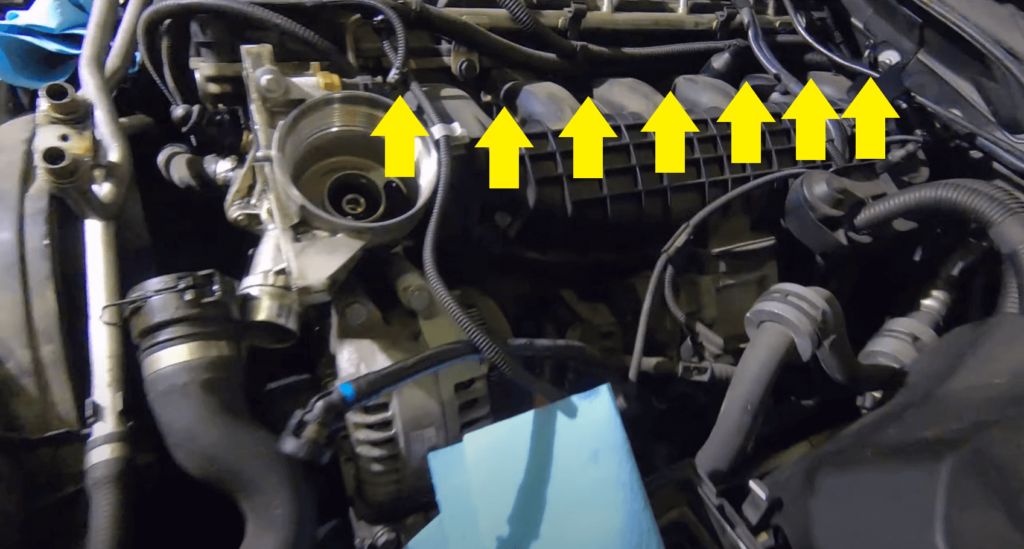 Remove 7 fasteners holding intake manifold